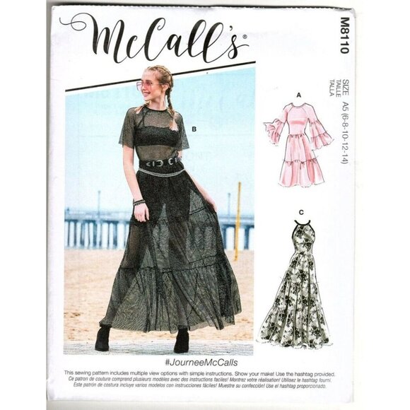 McCall's M8110 Misses 6 to 14 Tiered Dress Uncut Sewing Pattern New - Picture 1 of 9